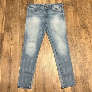 American Eagle 🦅 Super Stretch Jeggings - Distressed Blue, Size 14 Long, GUC‼️